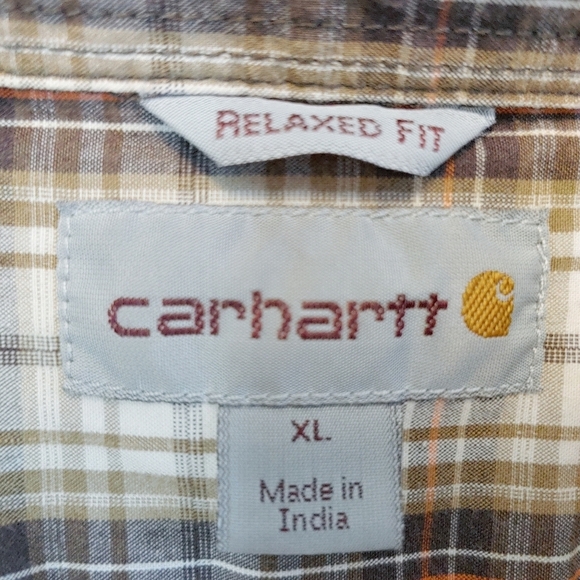 Carhartt Men's Relaxed Fit Plaid Button Down Short Sleeve Shirt Sz XL Outdoors - Picture 6 of 9